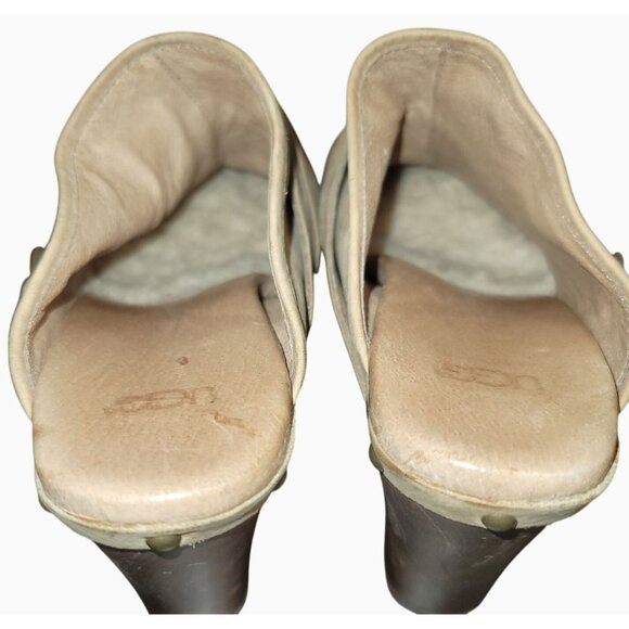 UGG Womens Leather Clogs Size 9 Light Tan - Picture 4 of 16